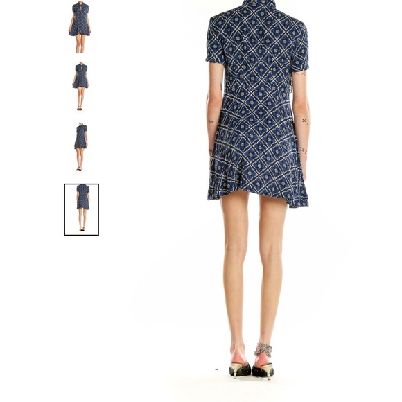 FREE PEOPLE Button down mini blue melody geometric pattern dress - Picture 2 of 12